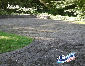 stone pavers before power washing