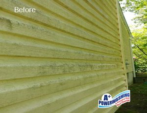 Power Washing Particle Board Siding Before